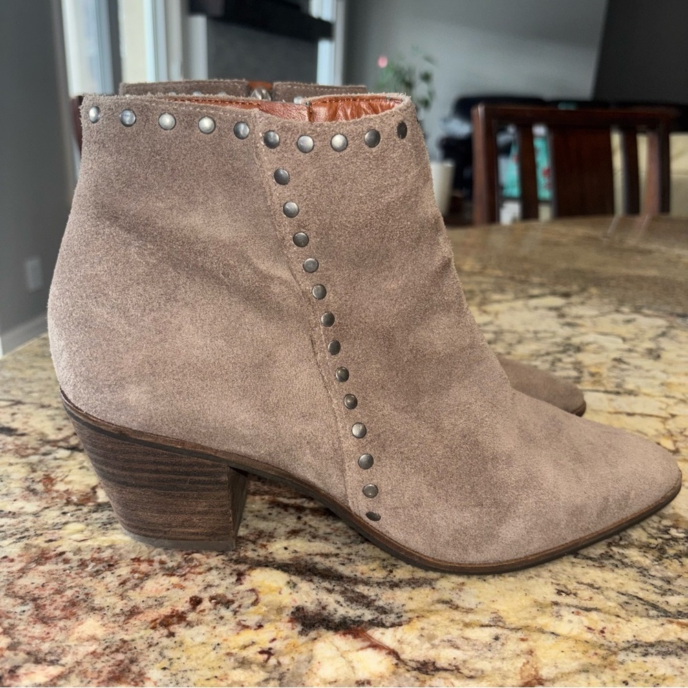 Lucky Brand Taupe Studded Ankle Booties